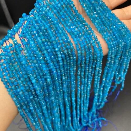 Small Beads Natural Semi-Precious Blue Apatite Faceted Beads for Ms Jewelry Making Charms DIY Necklace Bracelet Accessories 3mm