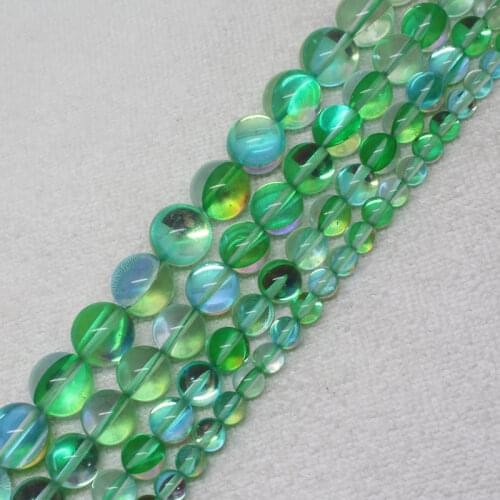 Mini. Order is $7! 6-12mm Green Multicolor imitate Moonstone Crystal Quartz Round DIY Loose Beads 15"