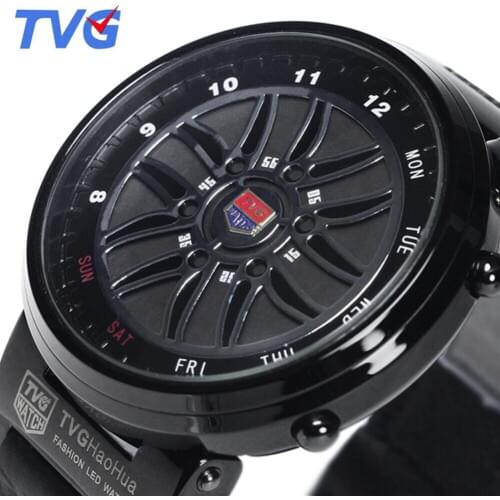 Top Brand TVG Watches Men Creative Design Car Roulette Fashion Binary Led Digital Watch Men Sports Watches relogio masculino