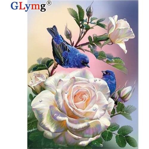GLymg Needlework Diy Diamond Painting Cross Stitch Rose Flower Bird Full Square Rhinestones Embroidery Mosaic Kit Picture Home