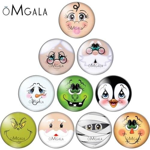 New Cartoon Cute Face Patterns 10pcs mixed 12mm/18mm/20mm/25mm Round photo glass cabochon demo flat back Making findings