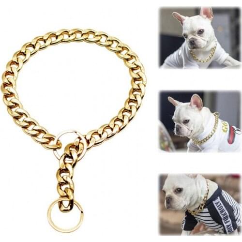 New Pet Necklace For Cats Dogs Collar Bulldog Accessory Golden Chain For Small Medium Dogs Fashion Decorate Chain Pet Supplies