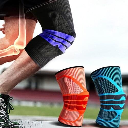 New Silicone Padded Knee Pads Supports Brace Basketball Fitness Meniscus Patella Protection Kneepads Sports Safety Knee Sleeve