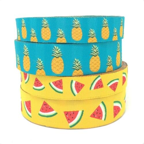 Newchristmas dog clothes accessories yellow watermelon and blue pineapple 16mm 5/8" and 22mm 7/8" Woven Jacquard ribbon New Year