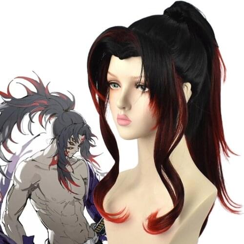 Kokushibou Michikatsu Tsugikuni Yoriichi Wig Demon Slayer Kimetsu no Yaiba Cosplay Costume Synthetic Hair Halloween Party Wig