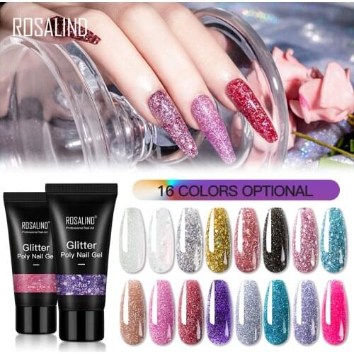 ROSALIND Poly Nail Gel 27 Colors All For Manicure 15/30ML Glitter Nail Art Design Extension Gel For Building Need Base And Top