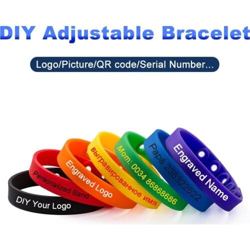 Adjustable DIY Silicone Bracelet Personalized Kids Wristbands Silicone Bracelet Custom for Man Activity Promotion Band