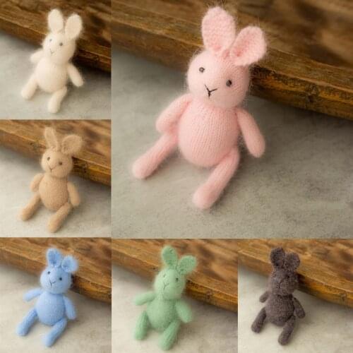 Newborn Photography Props Bunny Doll Knitted Mohair Cartoon Rabbit Doll Toy Fotografia Accessory Studio Shoots Photo Props