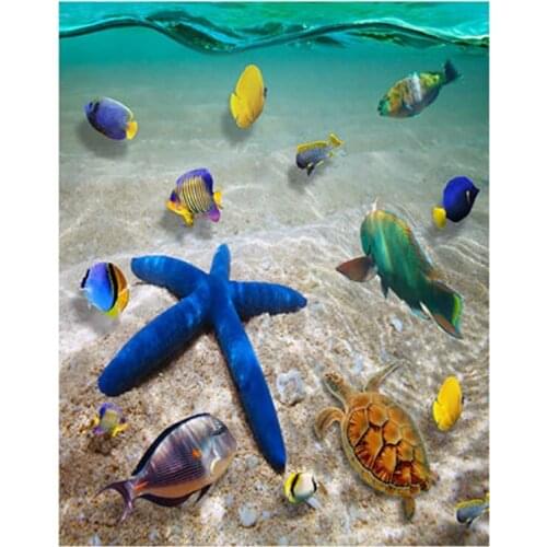 Detachable Self-Adhesive DIY Floor Stickers Decoration Starfish 3D Creative Ocean Floor Stickers Bedroom Living Room