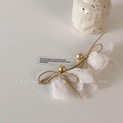 New Compound Leather Ribbon Earrings Bowknot Beige Earrings S925 Super Fairy Earrings Girls Earrings Trend