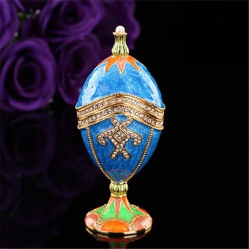 Qifu Handicraft blue color faberge jewelry boxes and packaging