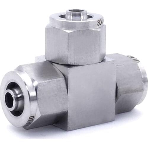 304 Stainless Steel 4mm 6mm 8mm 10mm 12mm 14mm 16mm Quick Tube Pipe Fitting Tee Type Union Connector Fit PU PTFE Tube