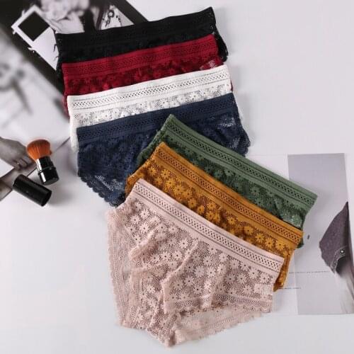 Sexy Lace Panties For Women Underwear Fashion Lingerie Breathable Hollow Out Underpants Female Low-Rise Floral Briefs