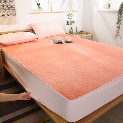 Thicken Plush Quilted Mattress Cover Quick Warm Double-side Use Anti-mite Mattress Protector Cover Not Including Pillowcase