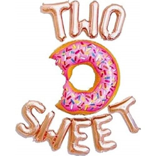 Rose Gold Donut Balloon Doughnuts Foil Latex Ballons for Kids Happy Birthday Party Decoration Two Years Old Birthday Supplies