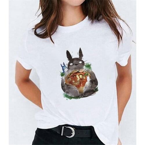 Plus Size Tops Womens T-shirt Fashion Funny Totoro Print T Shirt Summer Harajuku Streetwear O-Neck Short sleeve Tshirt Female