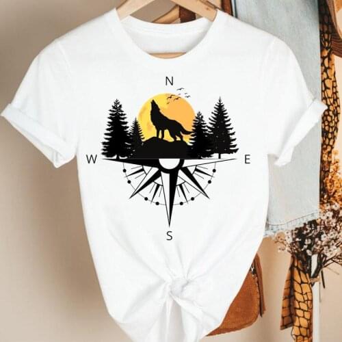 Women Clothes Mountain Animal Cute 90s Ladies Cartoon Summer Short Sleeve Print Fashion Tshirt Female Tee Top Graphic T-shirt