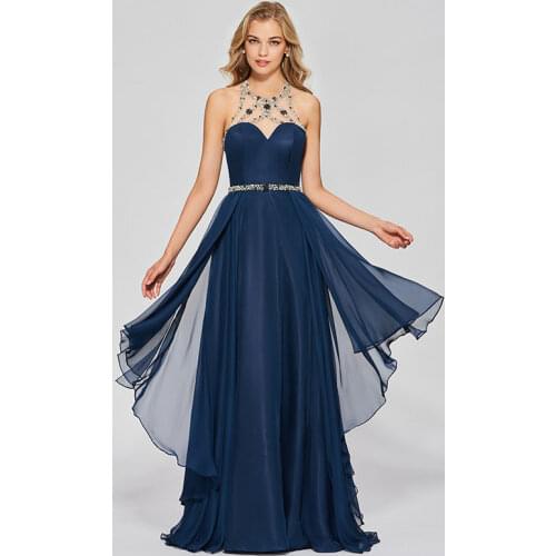 Tanpell scoop neck prom dresses beading backless sleeveless floor length women custom formal a line prom gown
