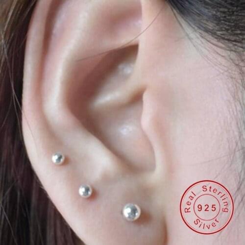 2020 New AAA Grade 925 Sterling Silver Stud Earrings For Women Jewelry Silver Plated Ball Ear Stud Different Size Fast Shipping