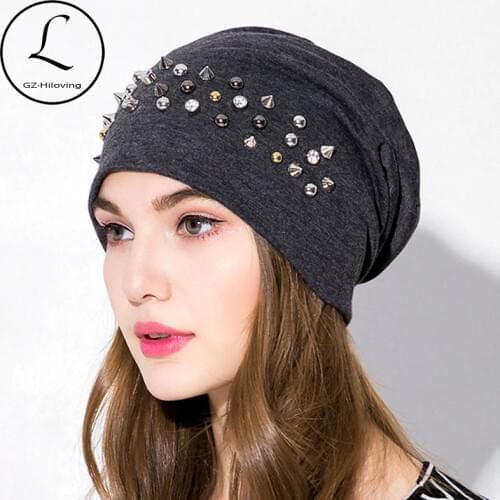 2018 Winter Hats For Women Beanies Cotton Blended Hip Hop Caps Slouch Warm Hat Festival Girls Turban Cap Solid Color Bonnet Hats