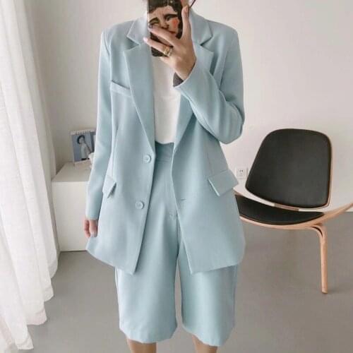 Korean Fashion Candy Colors Office Blazer 2021 Women Solid Colors Single Breasted Casual Commute Blazer Suit Simple Work Wear