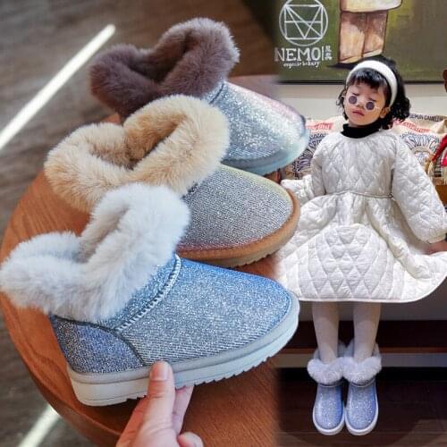 Winter Kids Snow Boots For Children Toddler Baby Princess Ankle Shoes Warm Non-slip Flat Round Toe Girls Snow Boots Fashion