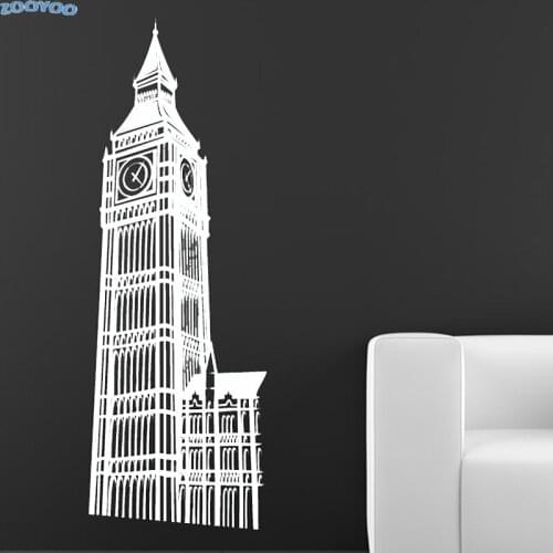 ZOOYOO Famous Big Ben Wall Sticker London Landmark Building Home Decor Living Room Wall Decals Removable Vinyl Wall Art Murals