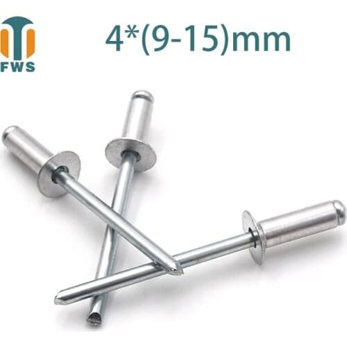 10PCS M4 Multi Size Aluminium Open End Countersunk Head Break Mandrel Blind Rivet Nail Pop Rivets for Furniture Car Aircraft