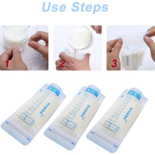 10pcs Pre-Sterilised Breastmilk Baby Breast Milk Storage Bags Pouches 250ML 3
