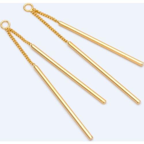 10pcs Gold Long Bar Charms 58mm, Gold plated Brass Stick Pendants (GB-1279)
