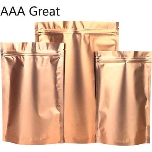 100Pcs/Lot Stand Up Bags Gold Aluminum Foil Zip Lock Packaging Bag Mylar Zipper Bag for Snack Bean Retail Food Storage Pouches