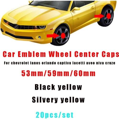 20Pcs 59mm 60mm Auto Emblem Cover for Chevrolet Lanos Orlando Captiva Lacetti Aveo Niva Cruze Car Wheel Center Hub Caps