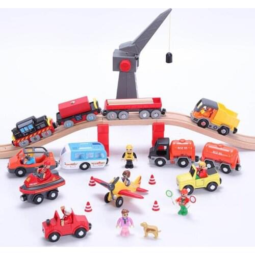 Wooden Track Accessories Magnetic Car Toy Wood Train Railway Scene Car Truck Fit BIRO Track Childrens Educational Toys