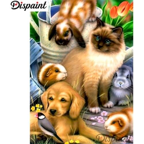 Dispaint Full Square/Round Drill 5D DIY Diamond Painting "Animal dog cat" 3D Embroidery Cross Stitch Home Decor Gift A10185