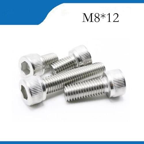 Free shipping M8*12 10pcs 304 good stainless steel hexagon socket head cap screw,DIN912bolt satinlessstainless nails,revet,bolts
