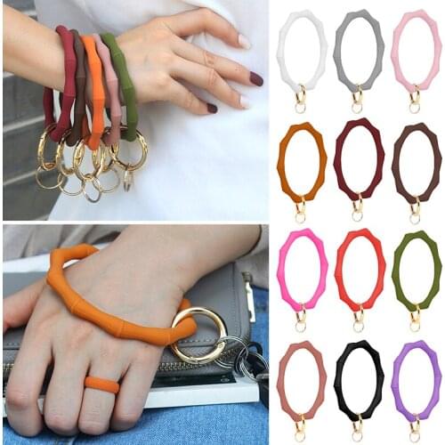 Big O Silicone Loop Wrist Key Ring Keychain with Gold O Clasp Round Key Wrist Strap Accessories Wholesale Women Bag Supplies