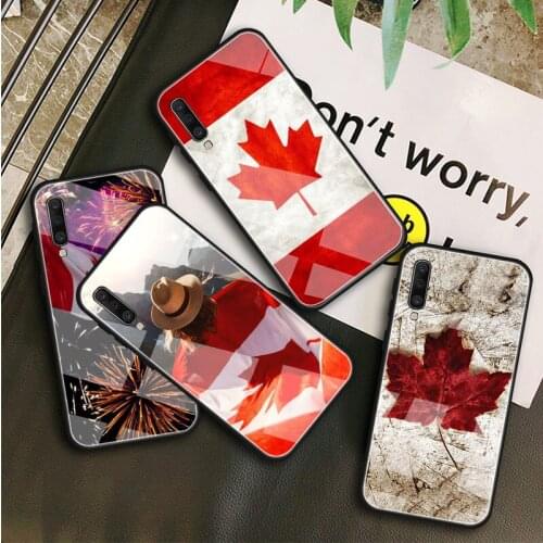 Canada flag Red Maple Tempered Glass Case For Samsung Galaxy A10S A10E A20S A20E A30S A40 A50S A60 A70 A80 A90 A6 A7 A8 Shell