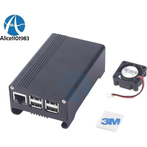 Black Aluminum Alloy Protective Case For Raspberry Pi 3/2 B/B+ Case Box Shell With Cooling Fan Electronic KIT