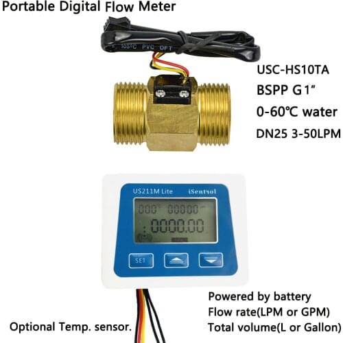 US211M Lite and USC-HS10TA 1" sensor Digital Flow Meter 5V Flow Reader Compatible with all our hall effect water flow sensor
