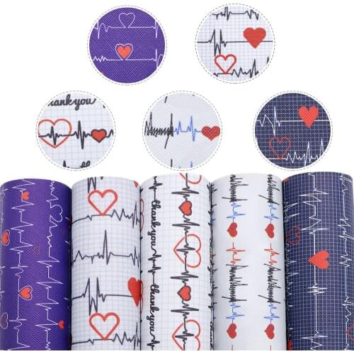 David accessories 5pcs/Set 20*33cm Heart Healthy Faux Leather Sheets DIY Bow Bag Materials Synthetic Leather Fabric,1Yc12215