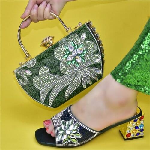 Doershow new fashion Italian Shoes With Matching Bags African Women Shoes and Bags Set For Prom Party Summer Sandal!HUK1-11