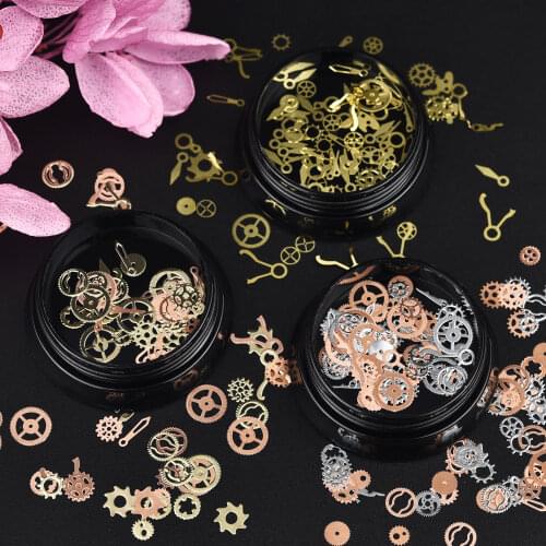 Mini 3D Metal Gear Jewelry Filling UV Resin Epoxy Mold Filling DIY Jewelry Making Accessories Gold Silver Nail Art Decoration