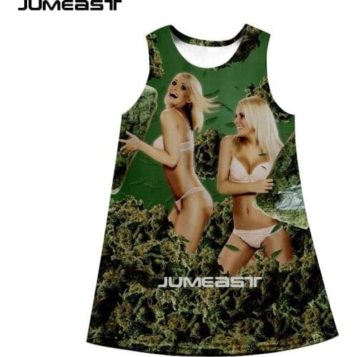 Jumeast Brand Women 3D Printed Dresses Lovely Girl Weeds Summer Fashion Sleeveless Dress Suspender Nightdress