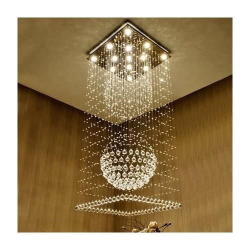 K9 Crystal Chandeliers LED Modern Chandelier Lights Fixture Square Home Indoor Lighting Hotel Hall Lobby Parlor Hanging Lamps