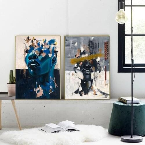 Prints Picture Wall African American Woman Graffiti Artwork Modular Painting Poster Canvas Living Room Home Decoration No Framed