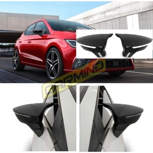 2 Pieces High Quality ABS Plastic Bat Style Mirror Covers Caps RearView Mirror Case Cover Piano Black For Seat ibiza Mk5 2017-22