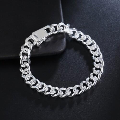 Hot classic 10MM Classic fine Chain 925 sterling silver Bracelets for women man Wedding party Holiday gifts fashion Jewelry