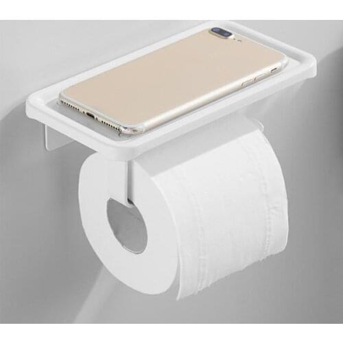 Wall Mounted Black Toilet Paper Holder Stainless Steel WC Tissue Towel Roll Shelf with Phone Storage Rack Bathroom Accessories