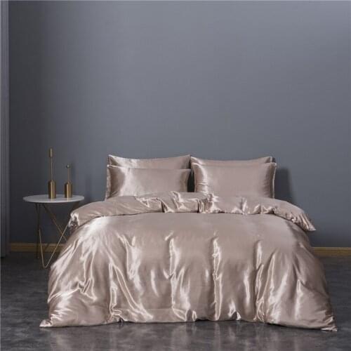 Solid Color Luxury Duvet Cover Set Satin Faux Silk Bedding Set Bed Cover Pillowcase Not Included Bed Size Queen Twin King Sheet