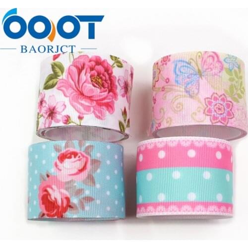 OOOT BAORJCT I-19308-548,38mm,10yards flower Thermal transfer Printed grosgrain Ribbons,bow cap DIY accessories decorations